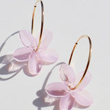 Yireh + Arlie Glass Pink Pua Melia Hoop Earrings