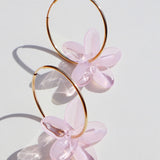 Yireh + Arlie Glass Pink Pua Melia Hoop Earrings