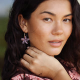 Yireh + Arlie Glass Pink Pua Melia Hoop Earrings