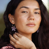 Yireh + Arlie Glass Pink Pua Melia Hoop Earrings
