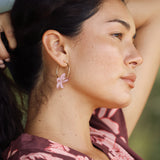 Yireh + Arlie Glass Pink Pua Melia Hoop Earrings