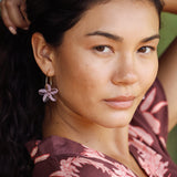 Yireh + Arlie Glass Pink Pua Melia Hoop Earrings