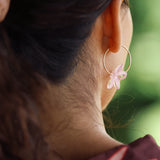 Yireh + Arlie Glass Pink Pua Melia Hoop Earrings