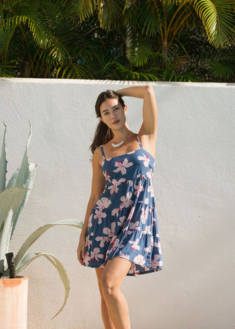 Coral Dress in Koki'o Blossom (Navy)