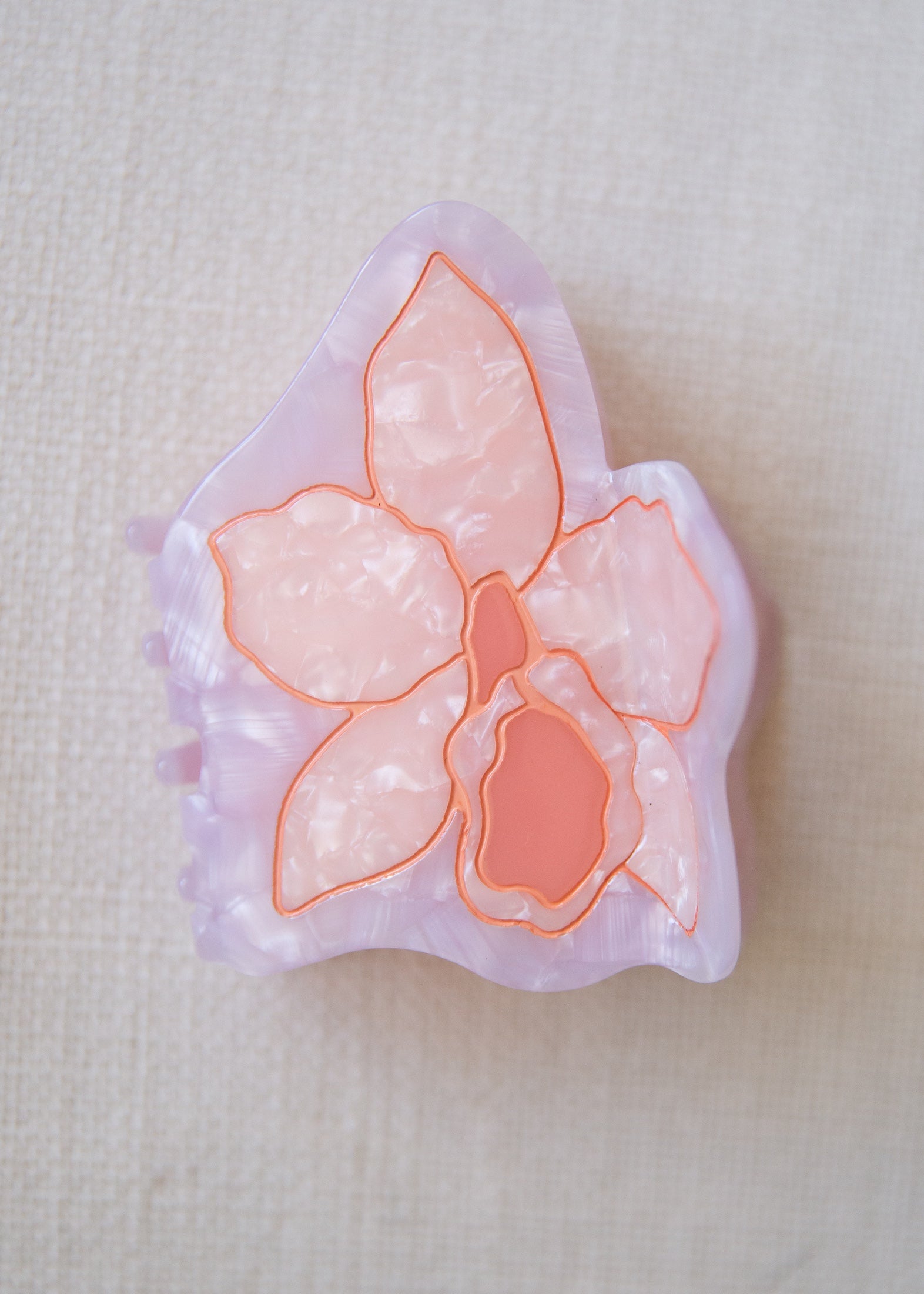orchid claw clip in peach color