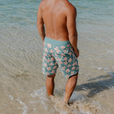 Men's Reef Board Short in Koki'o Blossom (Teal)