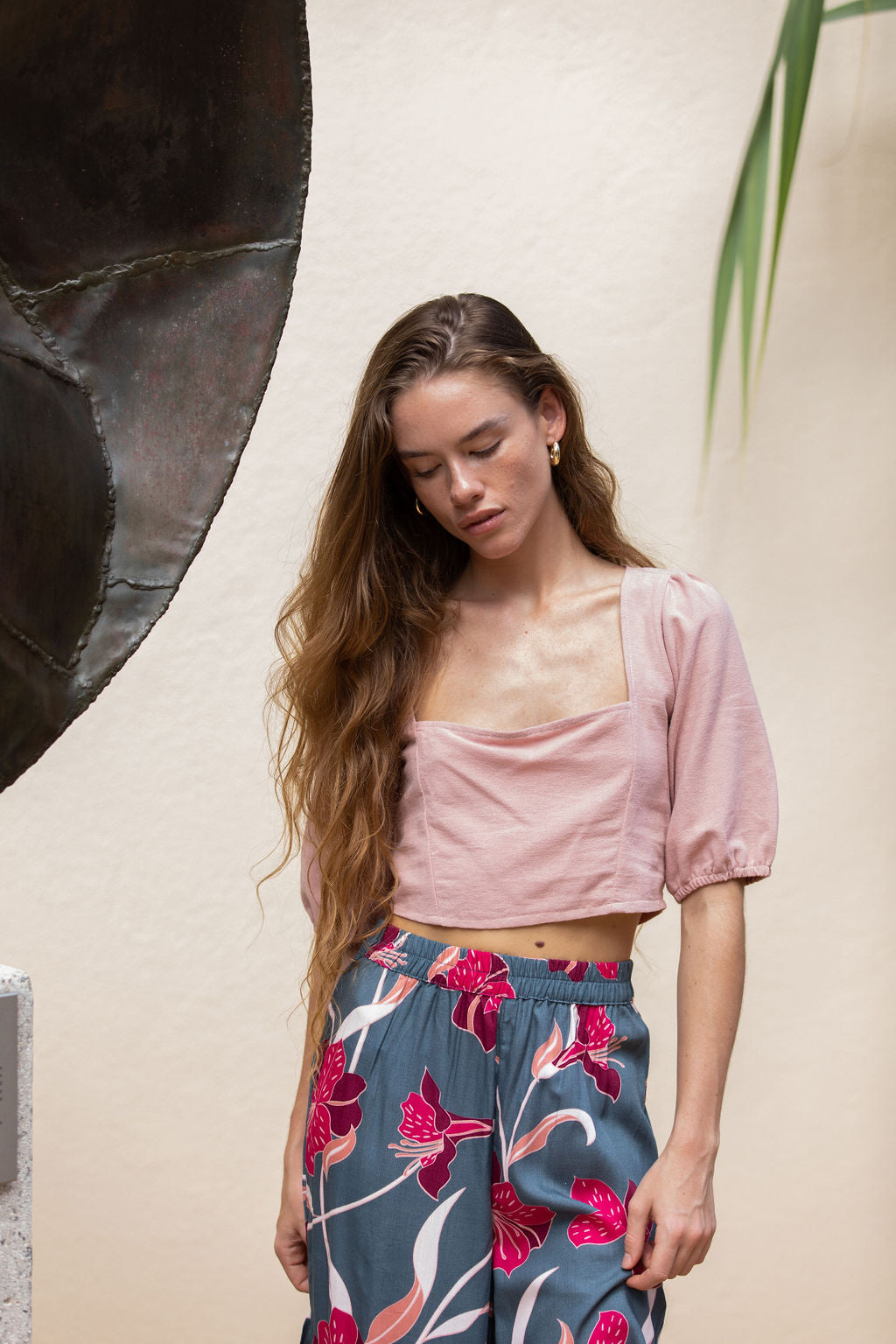 YIREH Ella Top in Blush - Linen Women's Top