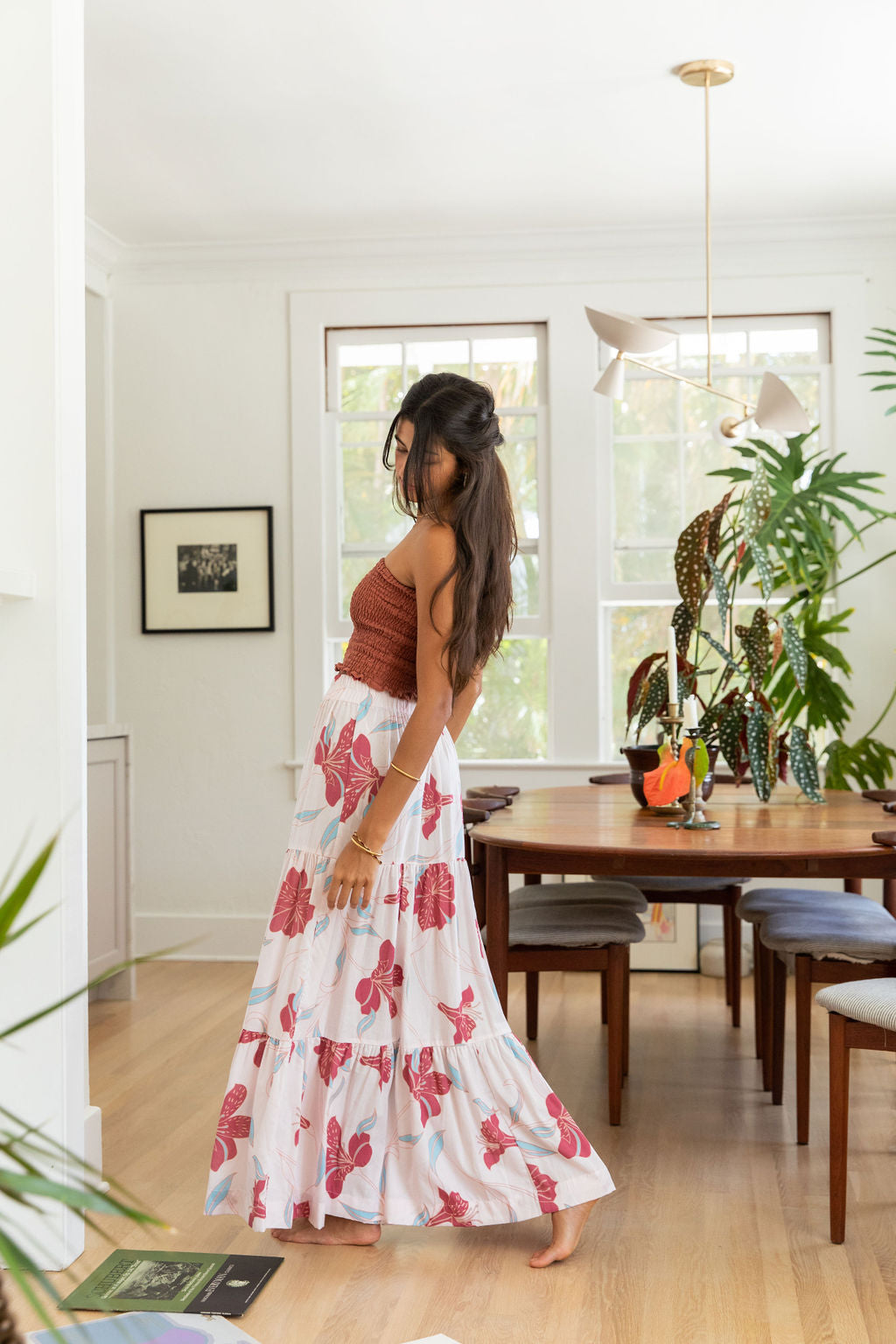 YIREH Nico Skirt in Island Breeze - Rayon Women's Skirt (w/ Rumi Bandeau in Terra)
