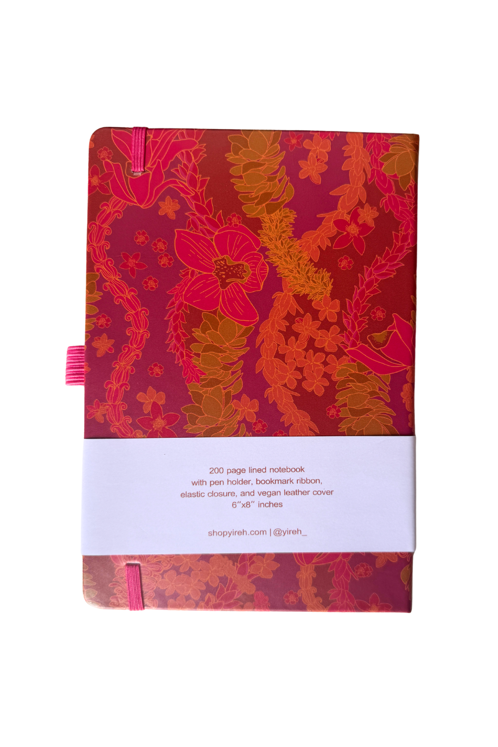 lined notebook in pink lei print