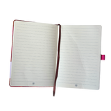 lined notebook in pink lei print
