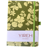 lined notebook with native hawaiian flowers in green color 
