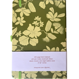 lined notebook with native hawaiian flowers in green color 