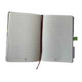 lined notebook with native hawaiian flowers in green color 