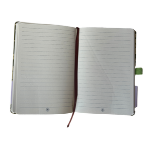 lined notebook with native hawaiian flowers in green color 