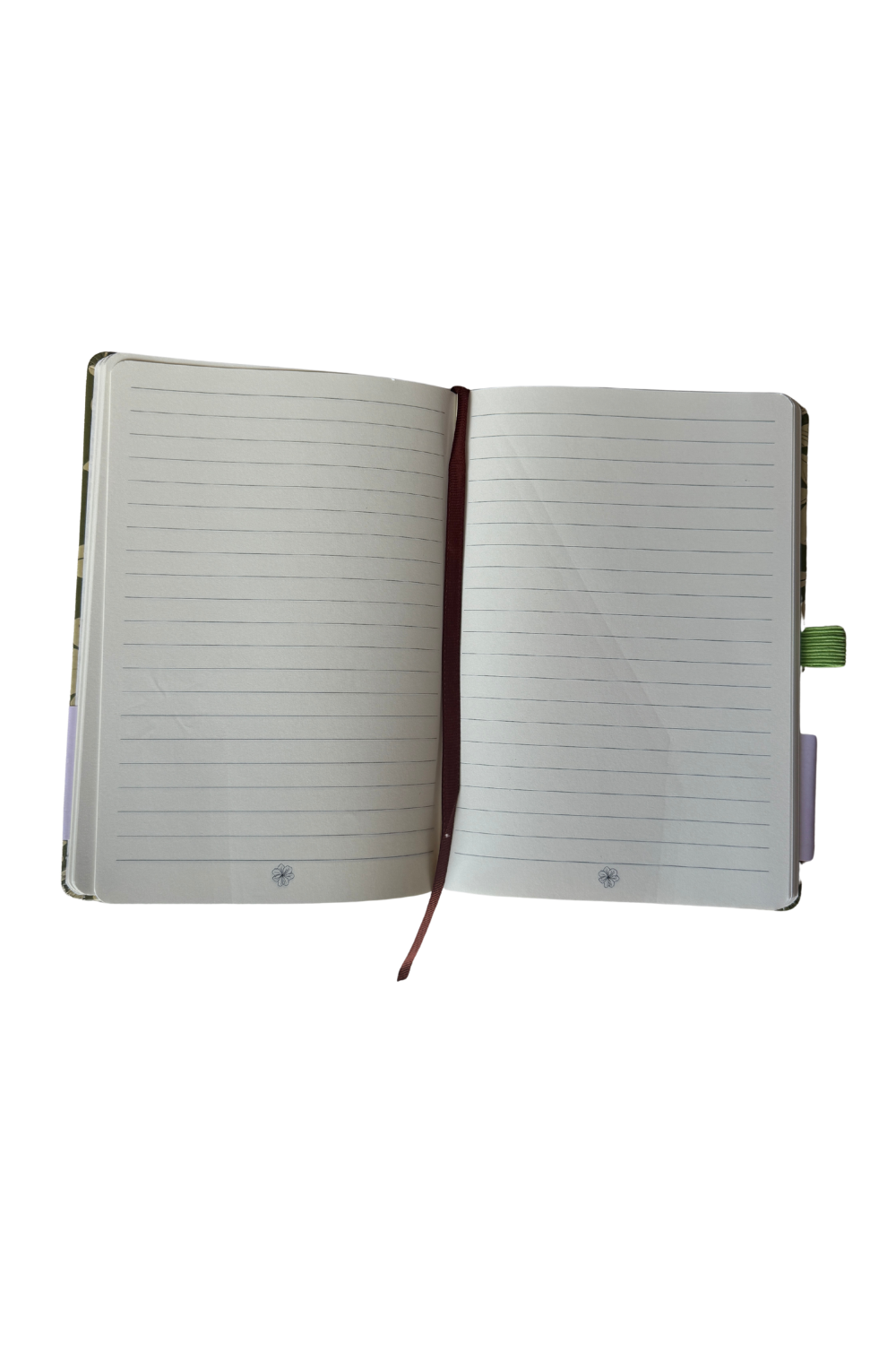 lined notebook with native hawaiian flowers in green color 
