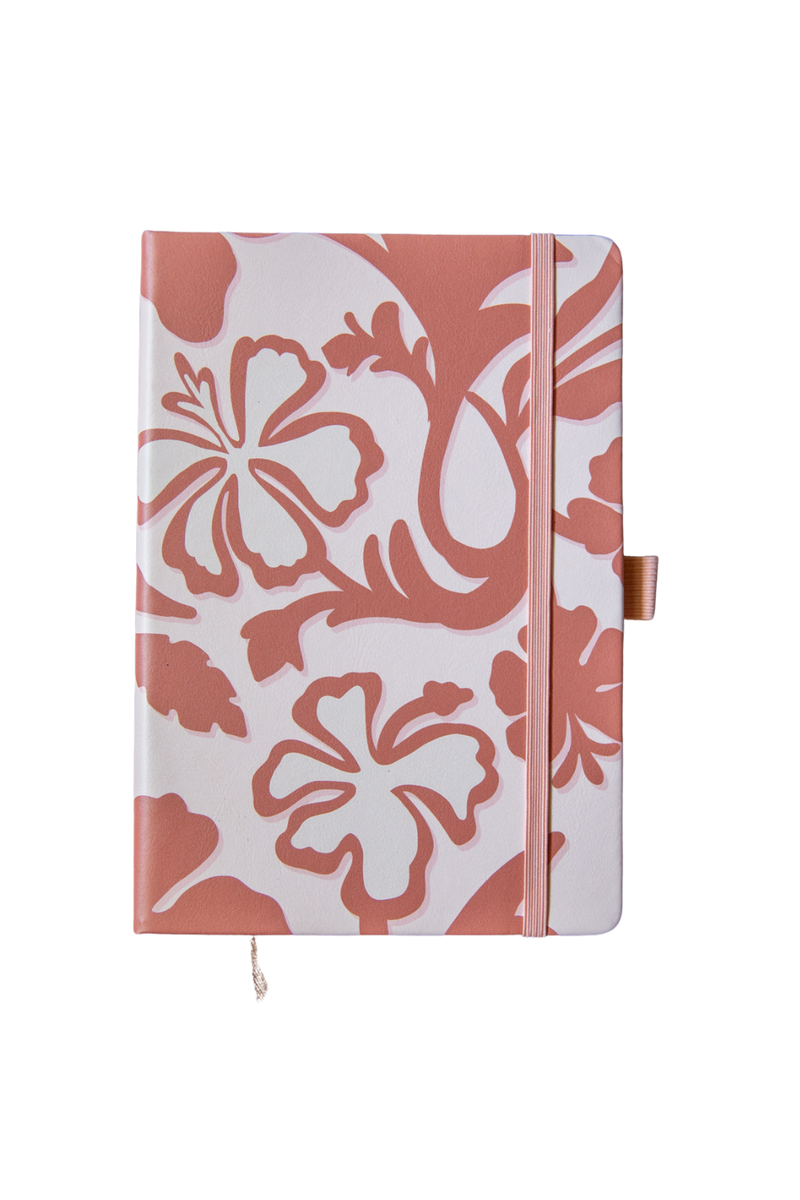 Lined Notebook in Vintage Hibiscus (Pink)