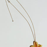 yellow glass plumeria necklace 