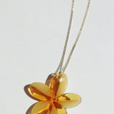yellow glass plumeria necklace