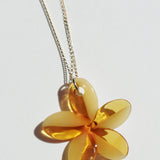 yellow glass plumeria necklace