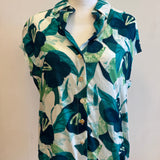 Kyra Button-Up Top in Blue Hawaii - Sample (Size S)