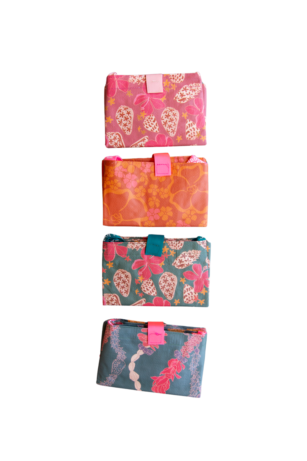 buddah mochi bebeh bucha bags folded up with velcro closure