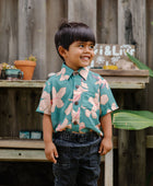 Maverick Button Up in Koki'o Blossom (Teal)