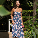 Aila Dress in Koki'o Blossom (Navy)