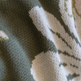 green cotton throw blanket with naupaka print