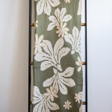 green cotton throw blanket with naupaka print