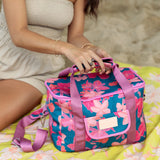 colorful and bright cooler bag with floral pattern 