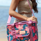 colorful and bright cooler bag with floral pattern 