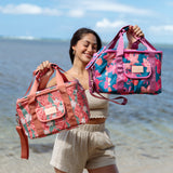 colorful and bright cooler bag with floral pattern 