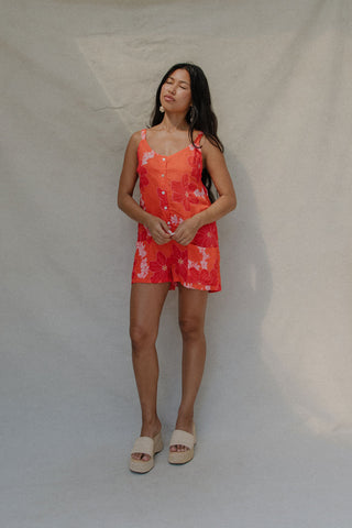 Ellie Romper in Lei Pua (Retro Orange)