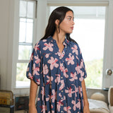 Emi Dress in Koki'o Blossom (Navy)