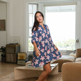 Emi Dress in Koki'o Blossom (Navy)