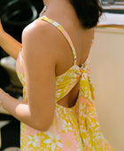 YIREH Aila Dress in Tropical Garden - Linen Women's Dress (closeup)