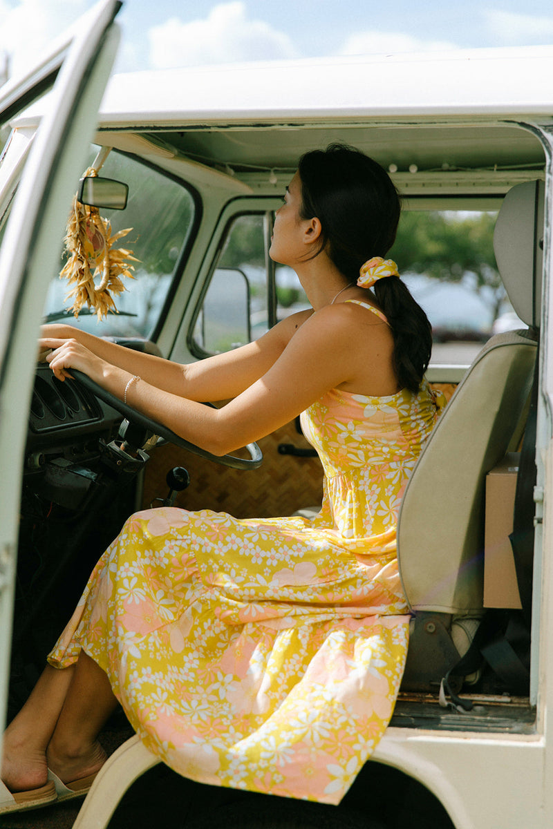 YIREH Aila Dress in Tropical Garden - Linen Women's Dress