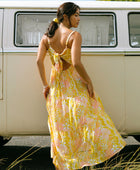 YIREH Aila Dress in Tropical Garden - Linen Women's Dress (backview)