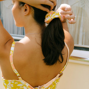 YIREH Finish the Look Scrunchie in Tropical Garden - A fun scrunchie to complete your outfit made from YIREH signature fabric/prints!