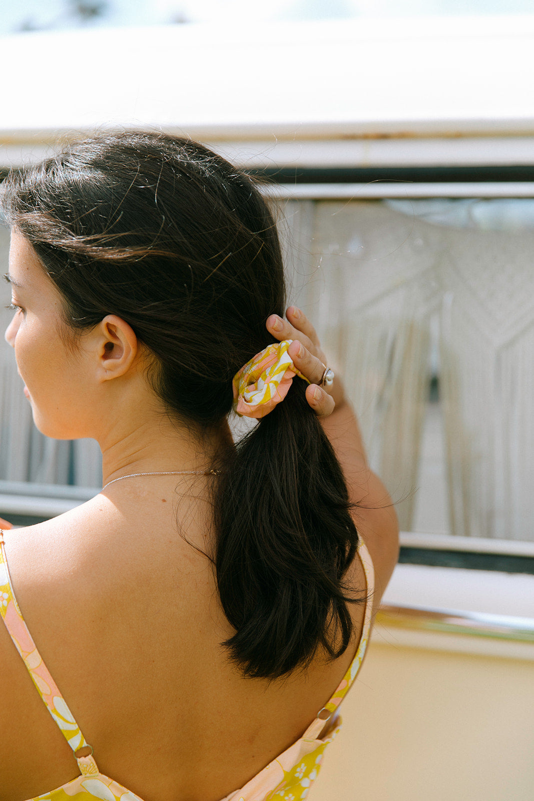 YIREH Finish the Look Scrunchie in Tropical Garden - A fun scrunchie to complete your outfit made from YIREH signature fabric/prints!