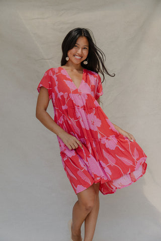 Florentine Dress in Ma'o Hau Hele (Strawberry Guava)