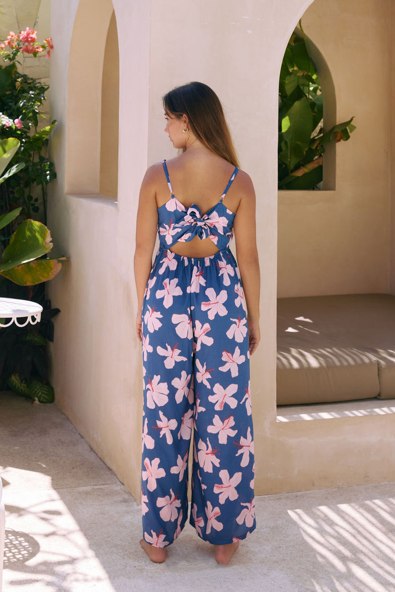 Kai Jumpsuit in Koki'o Blossom (Navy)