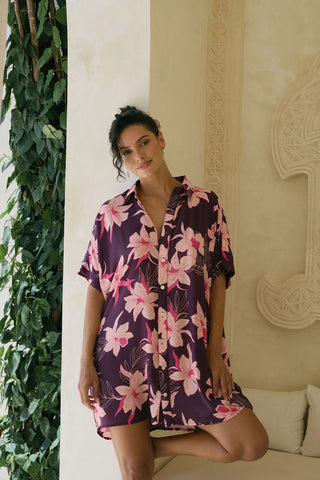 Kaimana Dress in Isle Orchid (Wine)