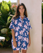 Kaimana Dress in Koki'o Blossom (Navy)