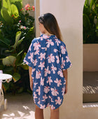 Kaimana Dress in Koki'o Blossom (Navy)