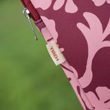 padded laptop case with pink and brown toned hibiscus print