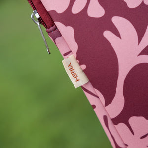 padded laptop case with pink and brown toned hibiscus print