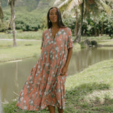 Lena Dress in Tiare Ginger (Jade)
