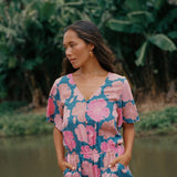 Luna Playsuit in Hibiscus at Dusk
