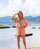 YIREH Luna Playsuit in Sunset Bloom - Rayon Women's Jumpsuit